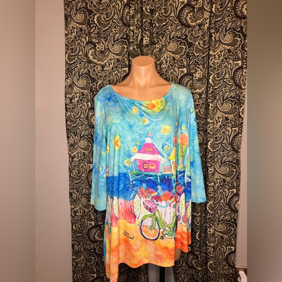 Leoma Lovegrove Tops - NWT Leoma Lovegrove Top Florida Girl Bicycle Long Sleeve Wearable Art Shirt